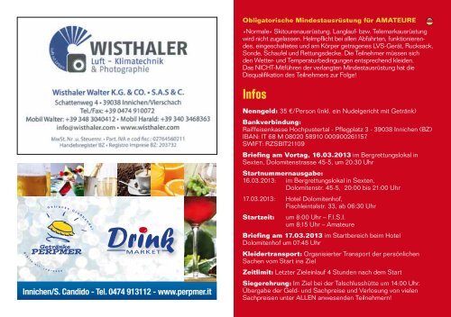 Flyer Skimarathon 2013 - Bergrettung Sexten