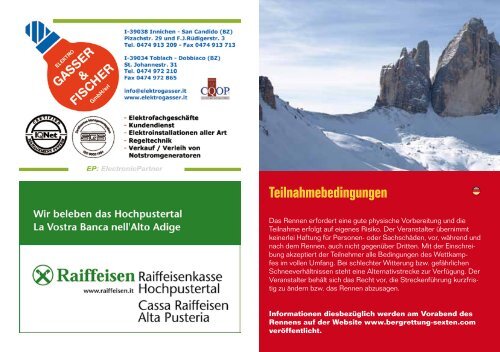 Flyer Skimarathon 2013 - Bergrettung Sexten