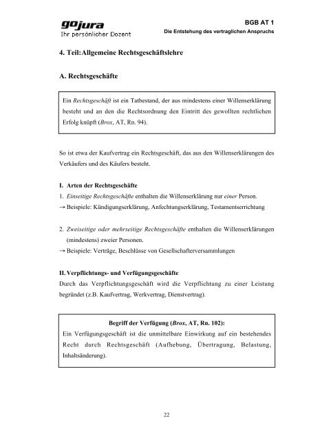 BGB AT 1 1. Vertragliche Ansprüche 2. Vertragsähnliche ... - go-jura