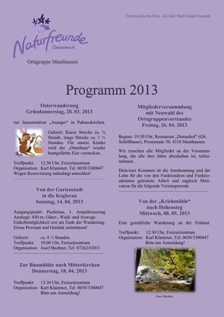 Jahresprogramm 2013 - Naturfreunde MAUTHAUSEN