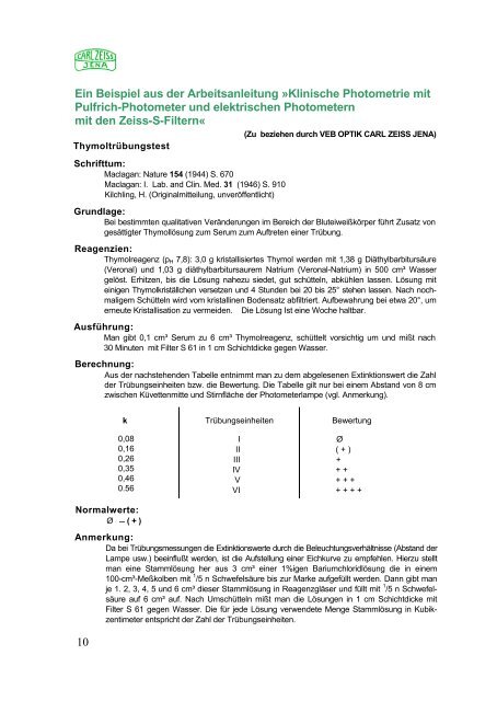 Pulfrich Photometer für klinische Kolorimetrie - Optik-Online