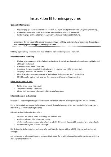 Instruktion til terminsprøverne - Dokumenter