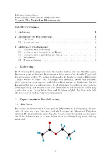 Inhaltsverzeichnis 1 Einleitung 2 Experimentelle Durchführung