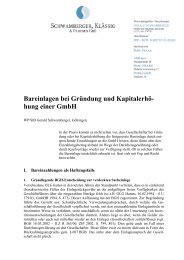 Bareinlagen bei Gründung und Kapitalerhöhung einer GmbH - DI-VIS