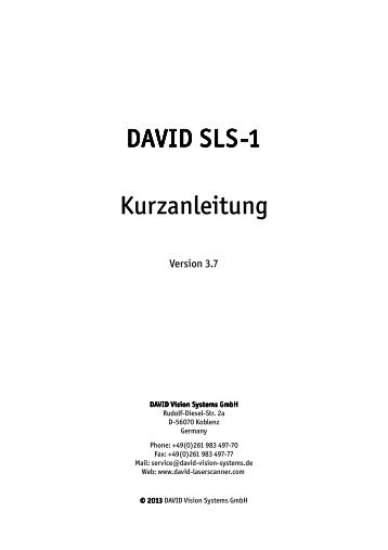 DAVID SLS-1 Kurzanleitung - DAVID 3D Scanner