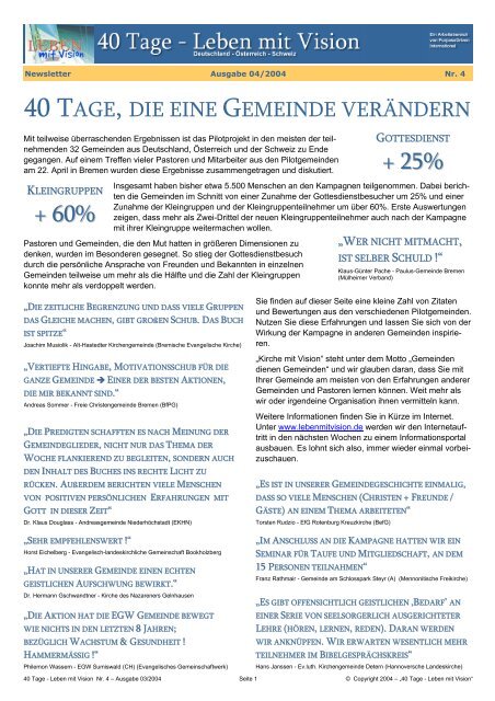 + 25% + 60% - Leben mit Vision