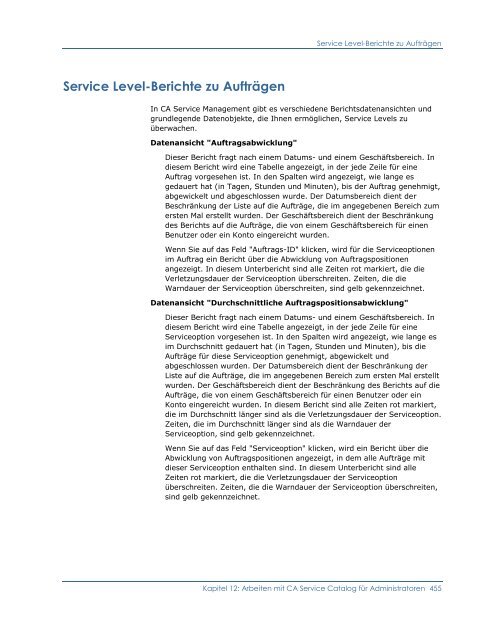 CA Service Accounting und CA Service Catalog ...