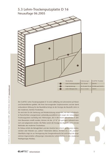 5.3 Lehm-Trockenputzplatte D 6 - Lehmbau Pritzl