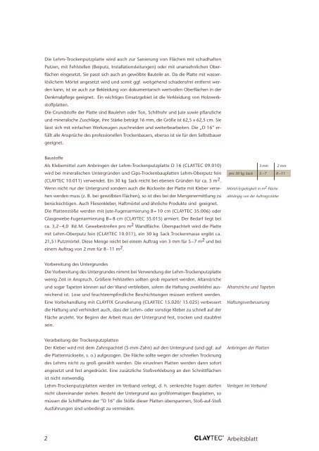 5.3 Lehm-Trockenputzplatte D 6 - Lehmbau Pritzl
