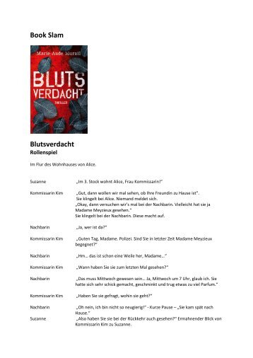 Szene für Bookslam zum Buch „Blutsverdacht“