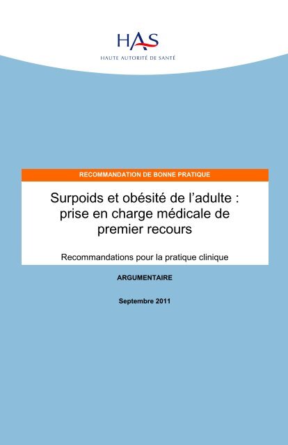 Surpoids et obésité de l'adulte - Haute Autorité de Santé