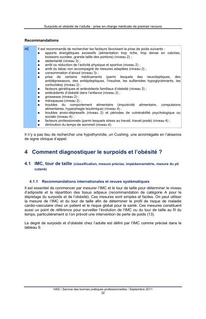 Surpoids et obésité de l'adulte - Haute Autorité de Santé