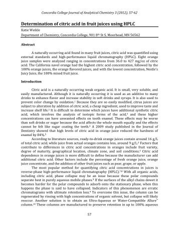 Determination of citric acid in fruit juices using HPLC