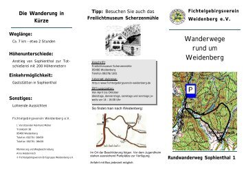 Rundwanderweg Sophienthal 1 - Fichtelgebirgsverein Weidenberg
