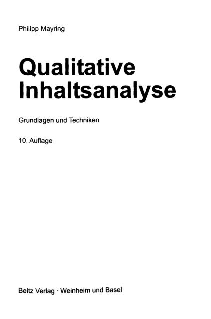 Qualitative Inhaltsanalyse Nach Mayring Buch Qualitative Inhaltsanalyse