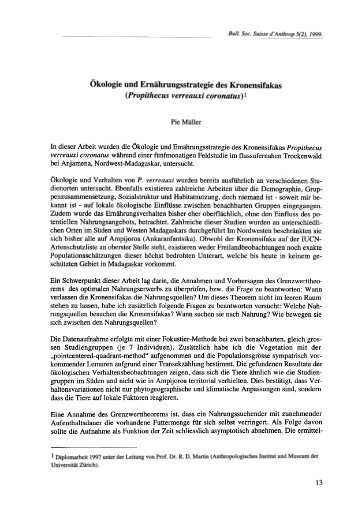 P. Müller : Ökologie und Ernährungsstrategie des Kronensifakas