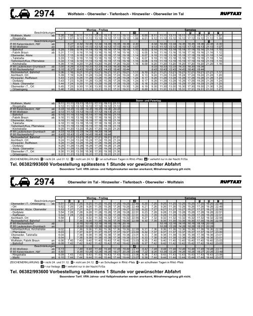 Tel. 06382/993600 Vorbestellung spätestens 1 Stunde vor ...