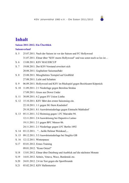 Saison 2011 - 2012 - KSV Johannisthal