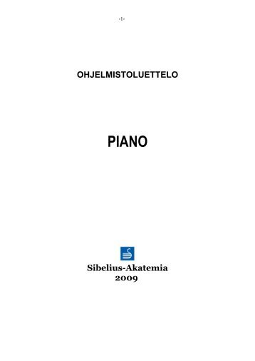 OHJELMISTOLUETTELO Sibelius-Akatemia 2009