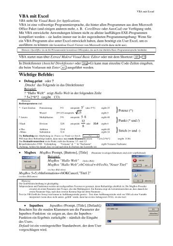 VBA mit Exce1 - Teleunterricht.de