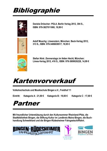 16. Binger Literaturschiff 24.Mai 2013 Daniela ... - VHS Bingen