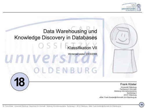 DWH-und-KDD--VL-18 - Informationssysteme - Universität Oldenburg