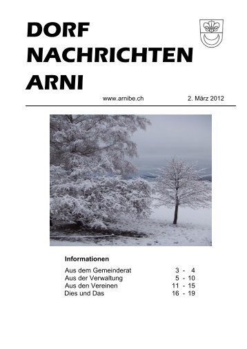 Dorfnachrichten vom 02. März 2012 - Arni