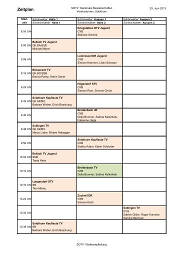 Zeitplan - Turnverein Kaufleute Solothurn