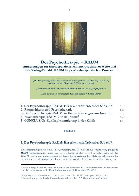 Der Psychotherapie – RAUM - Matthias Witzel