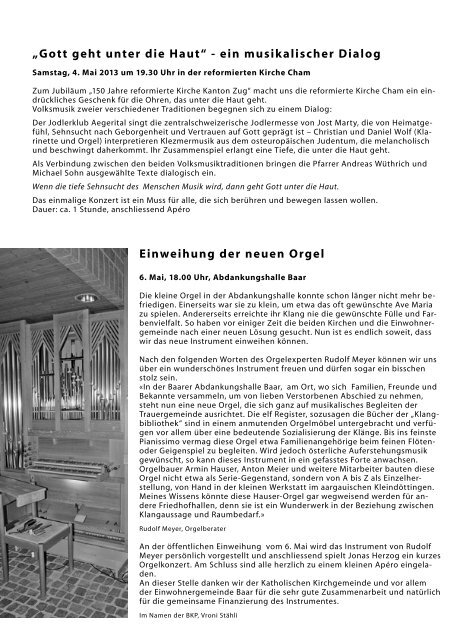 Mai 2013 - Reformierte Kirche Zug