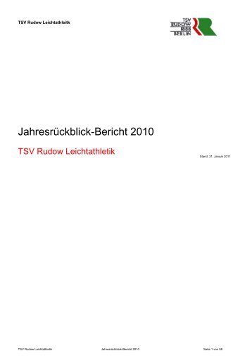 Jahresrückblick-Bericht 2010 - TSV Rudow 1888 - Abteilung ...