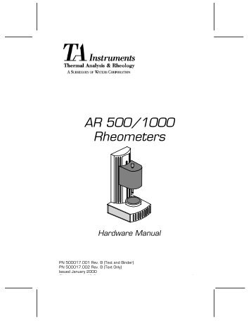 AR 500/1000 Rheometer Manual