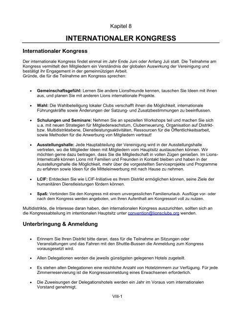 internationaler kongress - Lions Clubs International