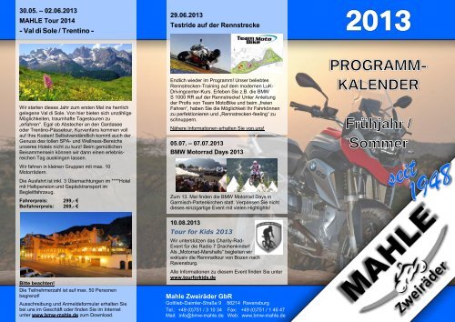 Jahresprogramm 2013 - Mahle Zweiräder Ravensburg