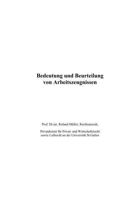 Bedeutung Und Beurteilung Von Arbeitszeugnissen Muller Eckstein