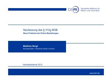 Neufassung des § 312g BGB - Neue Probleme bei Online ...