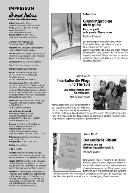 Schwerpunktthema: Humor und Gesundheit - Mabuse Verlag