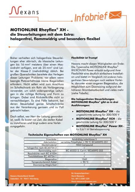 MOTIONLINE Rheyflex® XH - die Steuerleitungen mit dem ... - Nexans