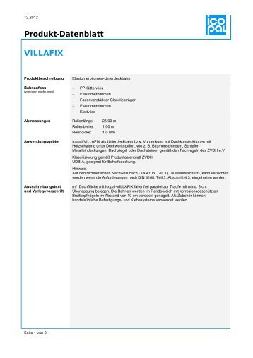 Produkt-Datenblatt VILLAFIX - Icopal GmbH