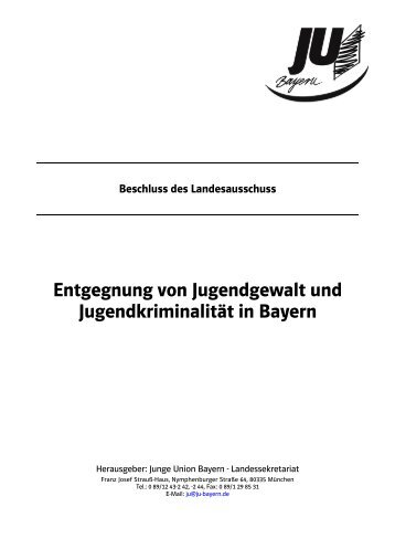 Entgegnung von Jugendgewalt in Bayern - Junge Union Bayern