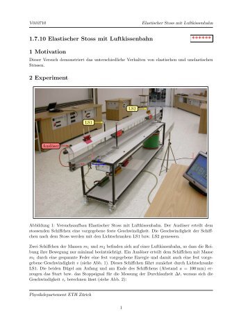 1.7.10 Elastischer Stoss mit Luftkissenbahn ****** 1 ... - ETH Zürich