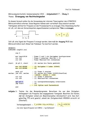 Thema: Erzeugung von Rechtecksignalen - Elektrotechnik