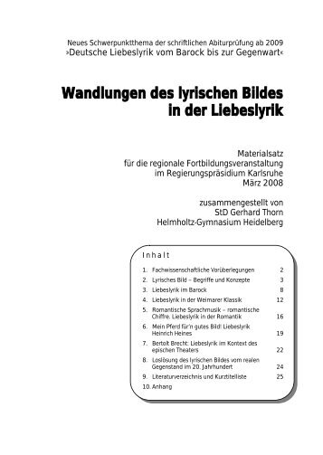 Wandlungen des lyrischen Bildes in der Liebeslyrik - Materialsatz