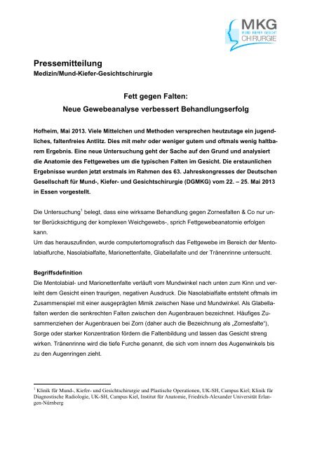 Fett gegen Falten - Patienteninformation-mkg.de