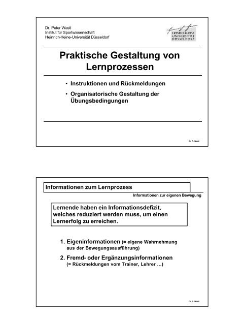 Instruktionen und Rückmeldungen - Heinrich-Heine-Universität ...