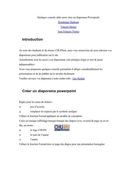 Conseils pour la publication des fichiers PPT (format PDF)