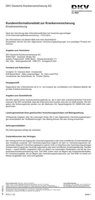 DKV Rahmen- und Tarifbedingungen (PDF) - Zahnversicherungs ...