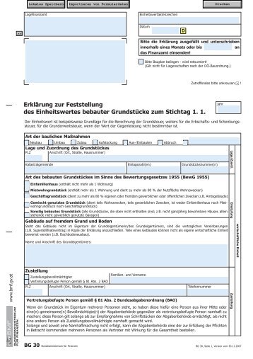 Erklärung zur Feststellung des Einheitswertes bebauter Grundstücke