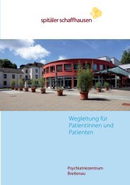 spitäler schaffhausen Wegleitung für Patientinnen und Patienten