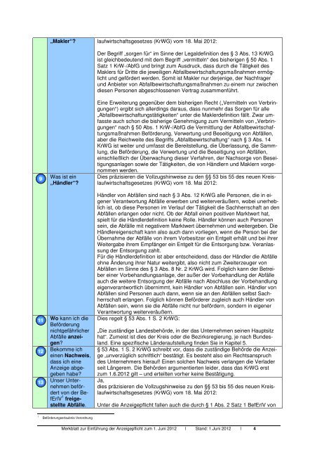 Merkblatt Kreislaufwirtschaftsgesetz - Transporteure